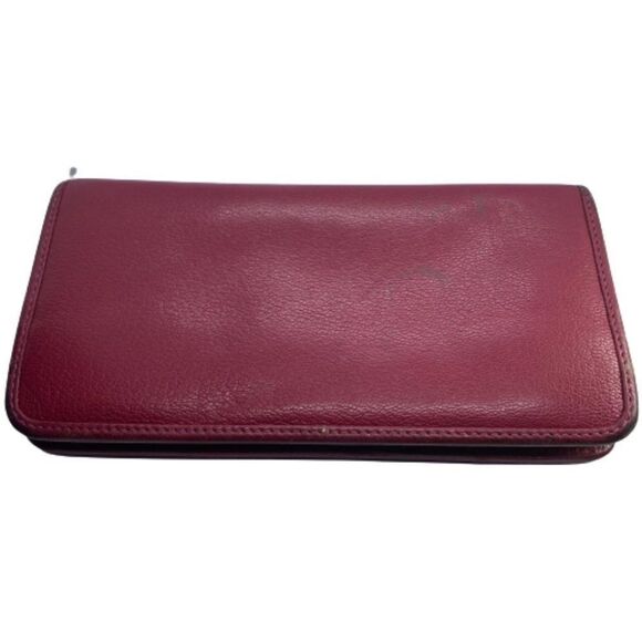 Authentic Loewe Pinkish Red Leather Zip Around Designer Wallet / Clutch - Picture 2 of 10